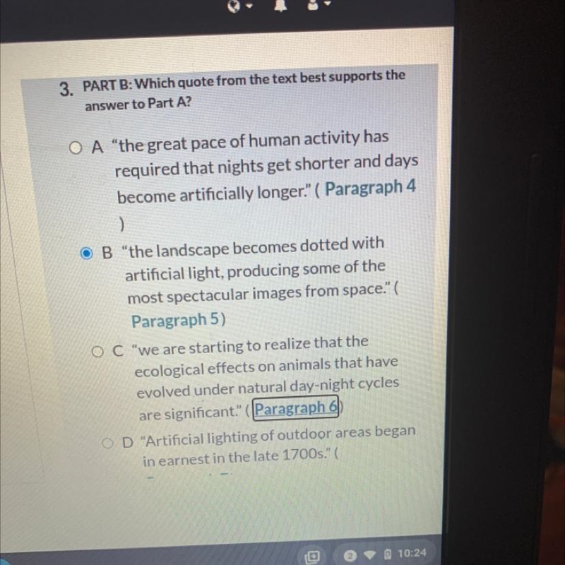 . PART B: Which quote from the text best supports the answer to Part A?-example-1