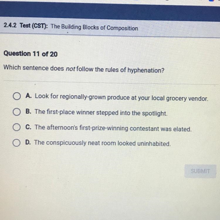 Which sentence does not follow the rules of hyphenation?-example-1