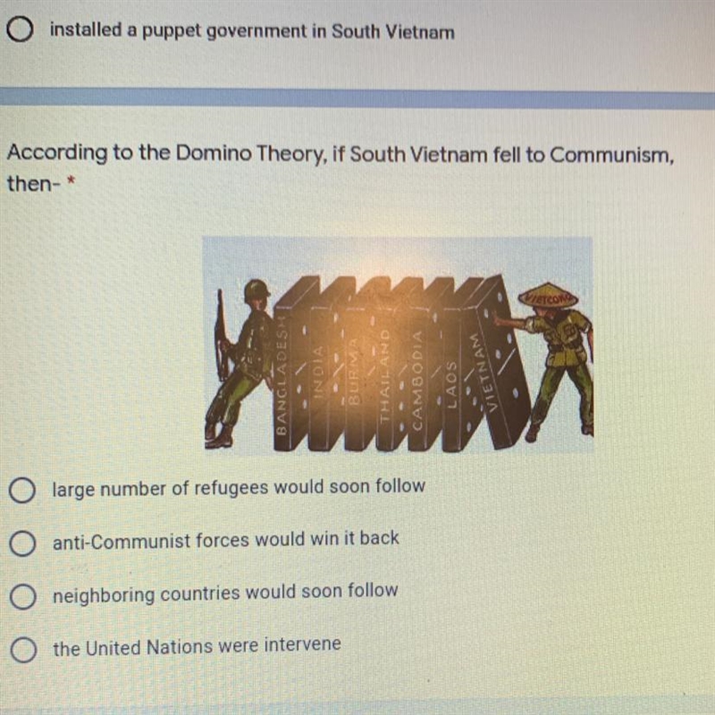 According to the domino theory, if South Vietnam fell to Communism, then ?-example-1