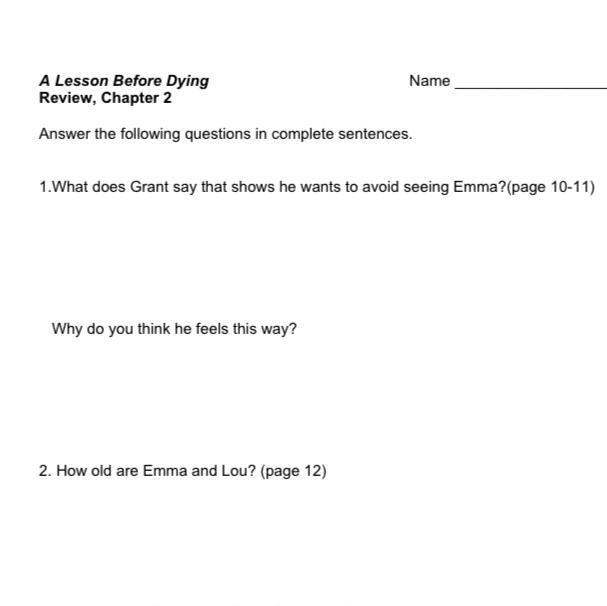 What does Grant say that shows he wants to avoid seeing Emma?(page 10-11) A lesson-example-1