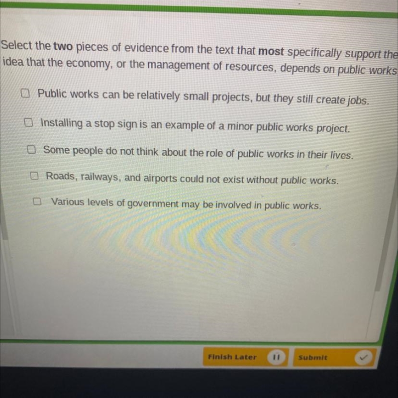 Select the two pieces of evidence from the text that most specifically support the-example-1