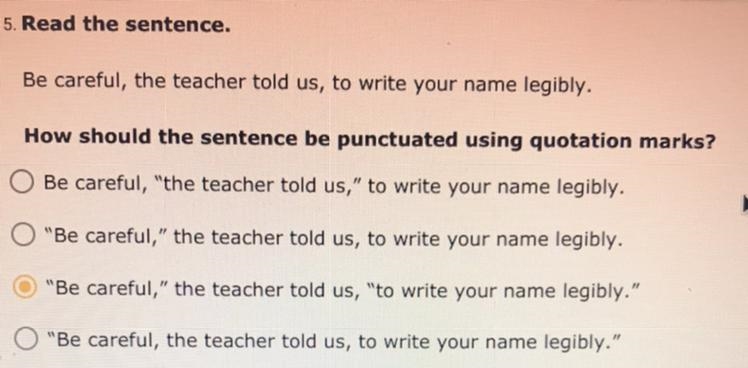 How should the sentence be punctuated using quotation marks?-example-1