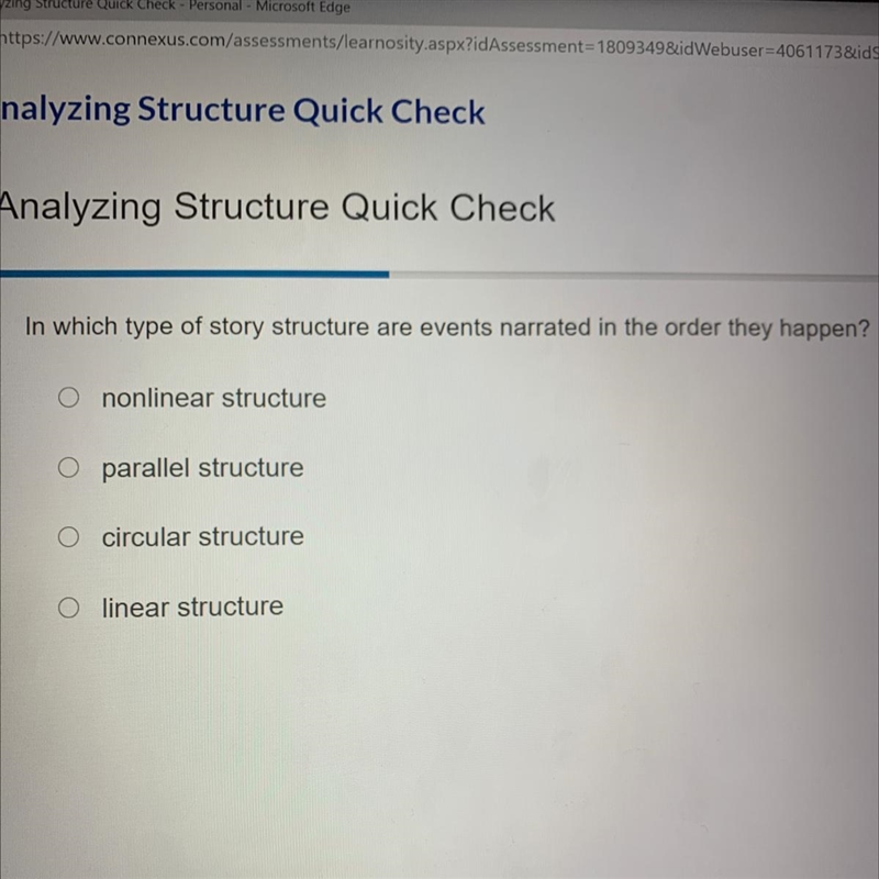 A. nonlinear structure B. parallel structure C. circular structure D. linear structure-example-1