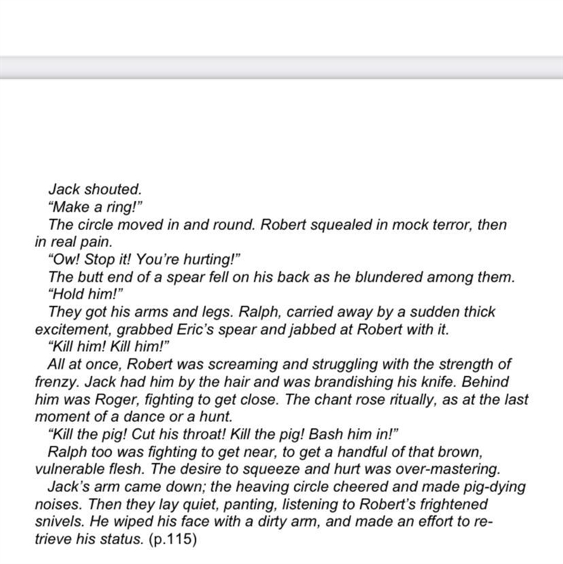 What do you think this passage is showing about the boys? Lord of the flies chapter-example-1