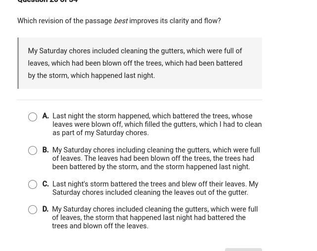 Which revision of the passage best improves its clarity and flow?-example-1