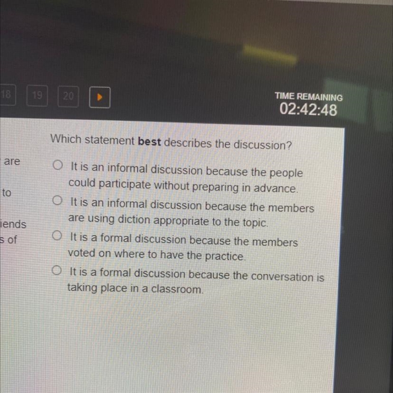 Read the scenario. A group of four friends are in class together. They are all members-example-1