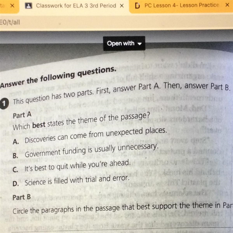 Answer the 3 1 This question has two parts. First, answer Part A. Then, answer Part-example-1