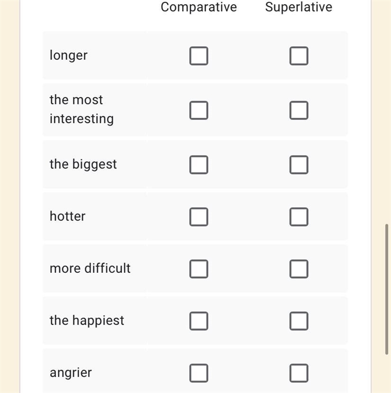 Plisss help me plisssss comparative or superlative-example-1