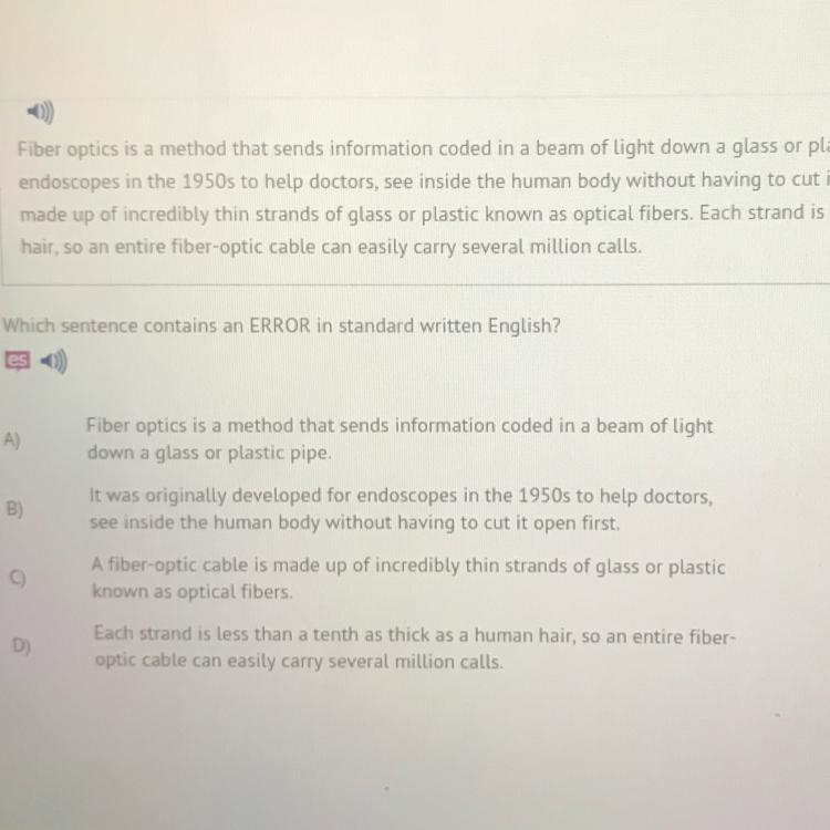 Which sentence contains an ERROR in standard written English?-example-1