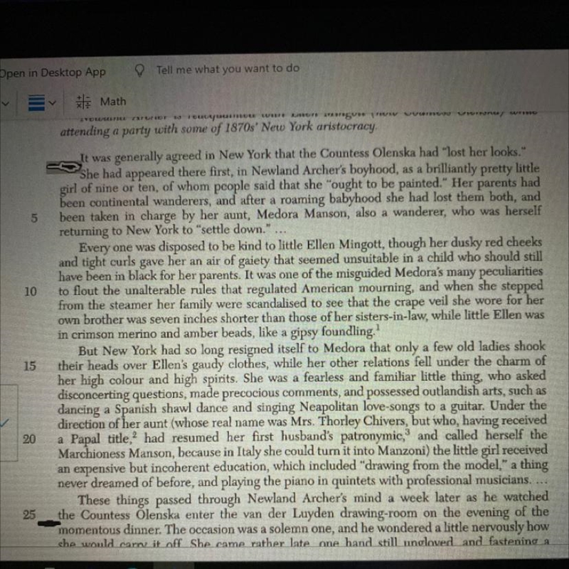 Question: the use of flashback in lines 2 through 23 serves to (1) relate Countless-example-1