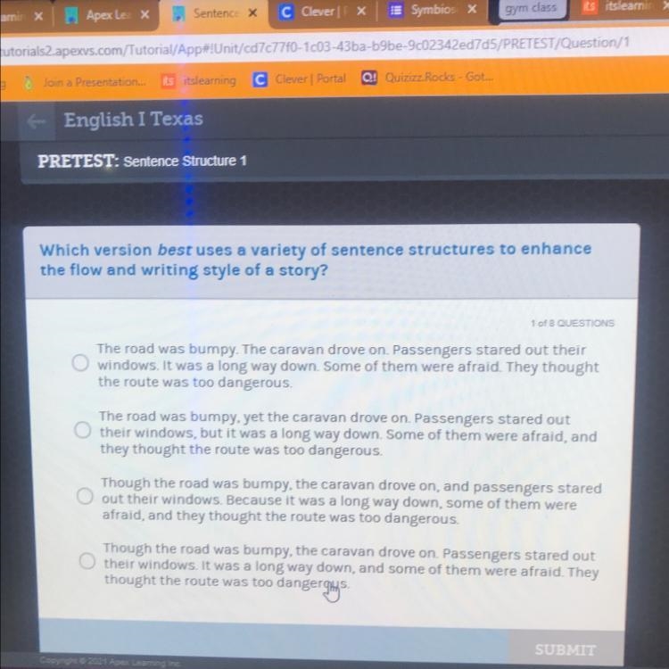 Which version best uses a variety of sentence structures to enhance the flow and writing-example-1