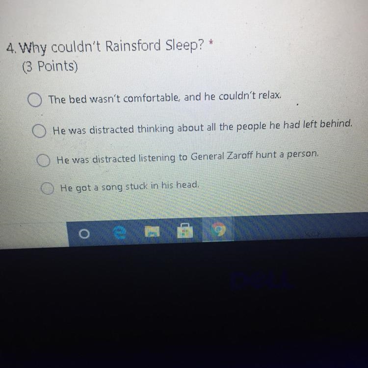 4. Why couldn't Rainsford Sleep? * ( Points) The bed wasn't comfortable, and he couldn-example-1