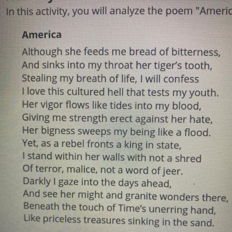 How dose the title connect the subject and the theme in the poem America?-example-1