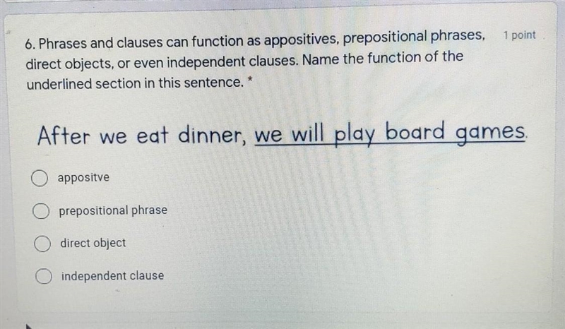 Name the function of the underlined section in this sentence.​-example-1