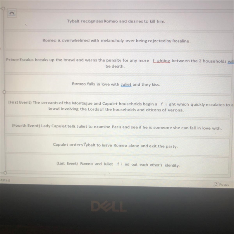4. Put the sequence of events from the play in order from rst to last. Romeo and juliet-example-1