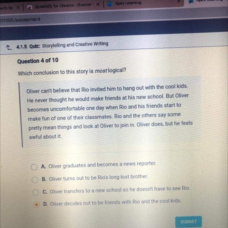 Which conclusion to this story is most logical?-example-1