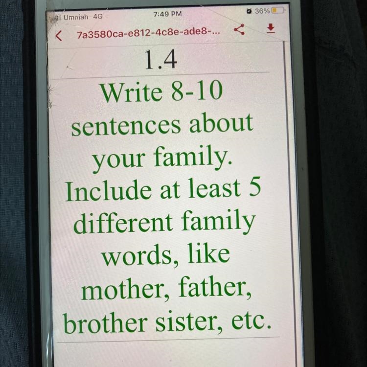 5 sentences about family-example-1