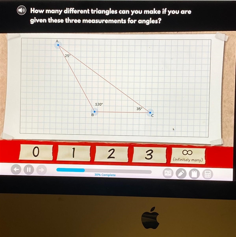 How many different triangles can you make if you are given these three measurements-example-1