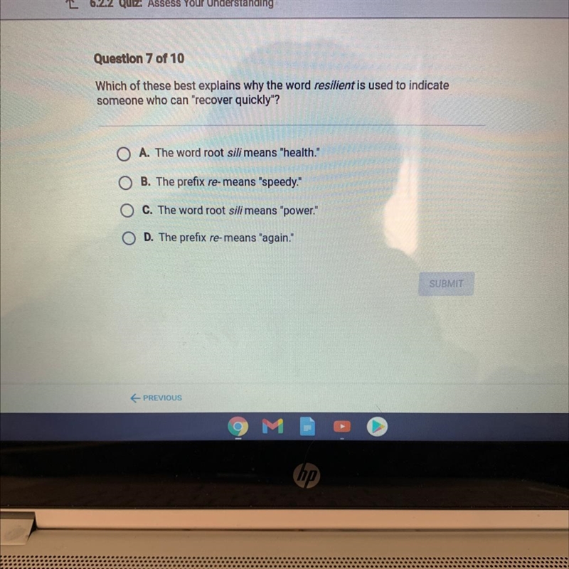 Which of these best explains why the word resilient is used to indicate someone who-example-1