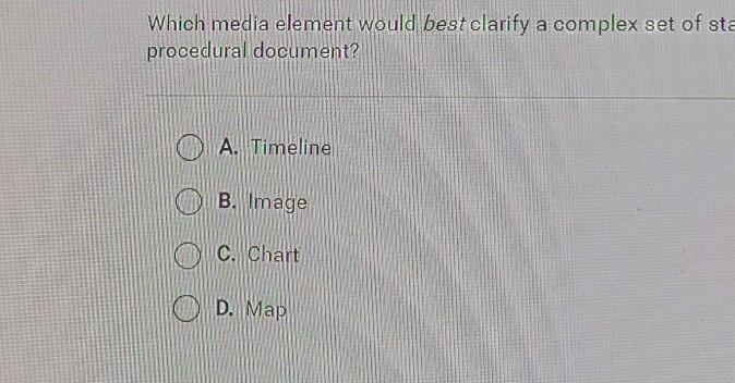 Which media element would best clarify a complex set of statistics in a procedural-example-1