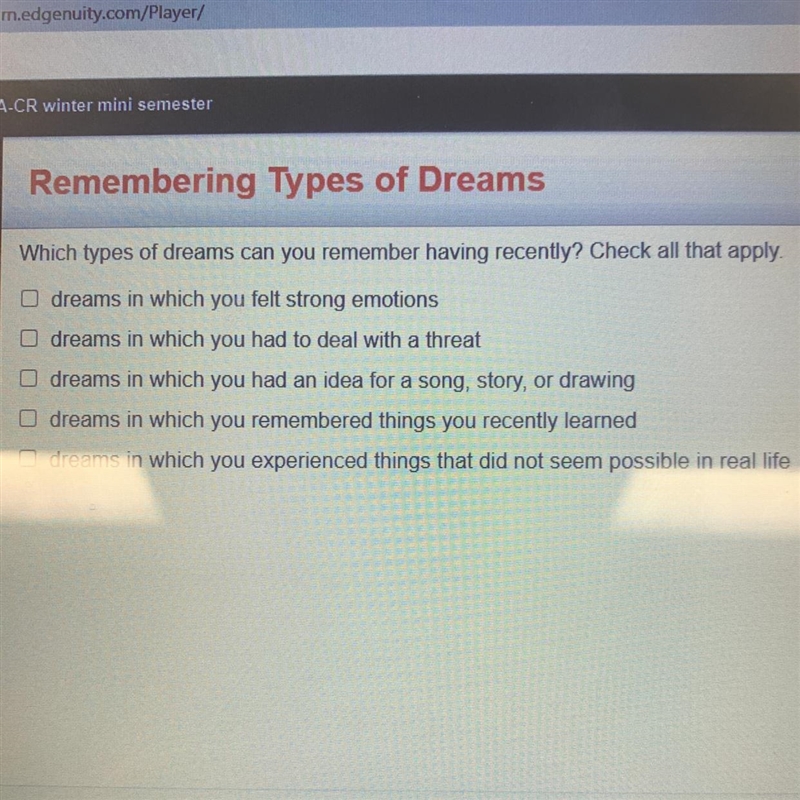 Which type of dreams can you remember having p-example-1