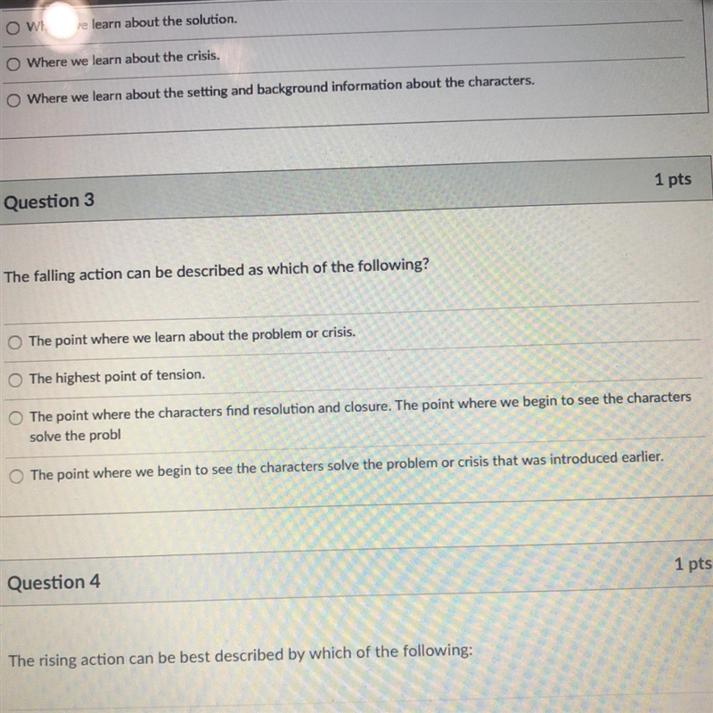 The falling action can be described as which of the following? Need now thank you-example-1