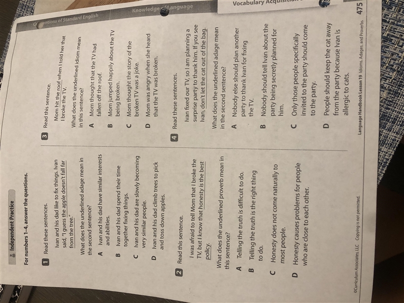 Past due :(Help please with questions 1,2,3,4 type the letter!!! Read the paper 1 - a-example-1