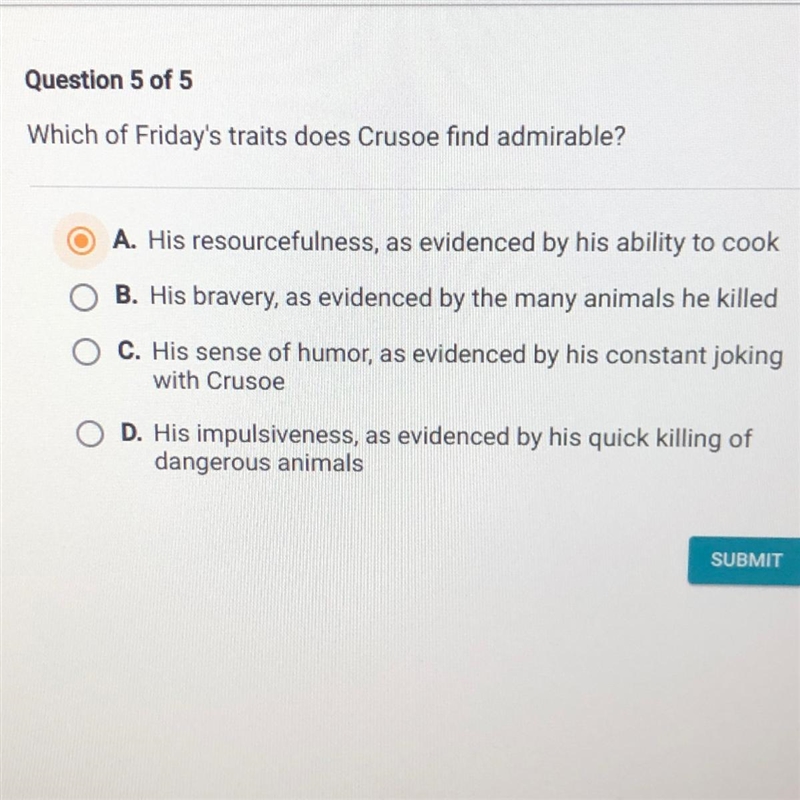 Which of Friday's traits does Crusoe find admirable?-example-1