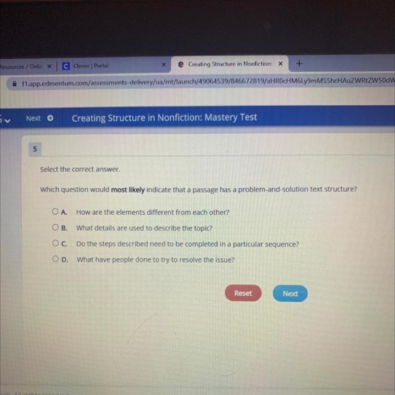 Which question would most likely indicate that a passage has a problem-and-solution-example-1