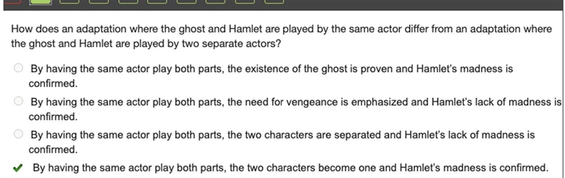 How does an adaptation where the ghost and Hamlet are played by the same actor differ-example-1