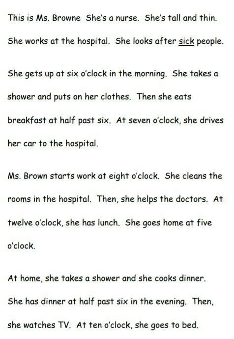 6.What time does she awake? 7.What time doea she eat breakfast? 8.Where does she cook-example-1