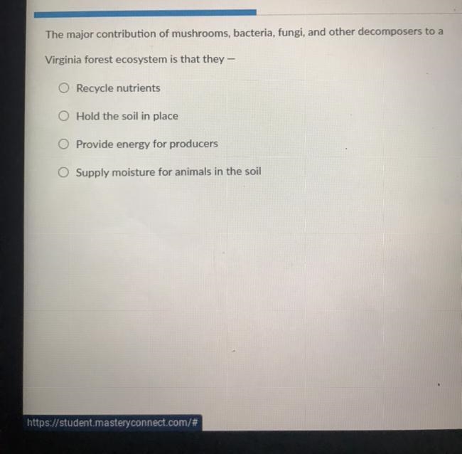 The major contribution of mushrooms, bacteria, fungi, and other decomposers to a Virginia-example-1