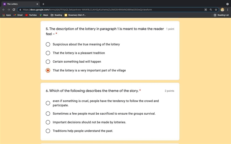 CAN SOMEONE PLZ HELP ME? Story: The lottery-example-1