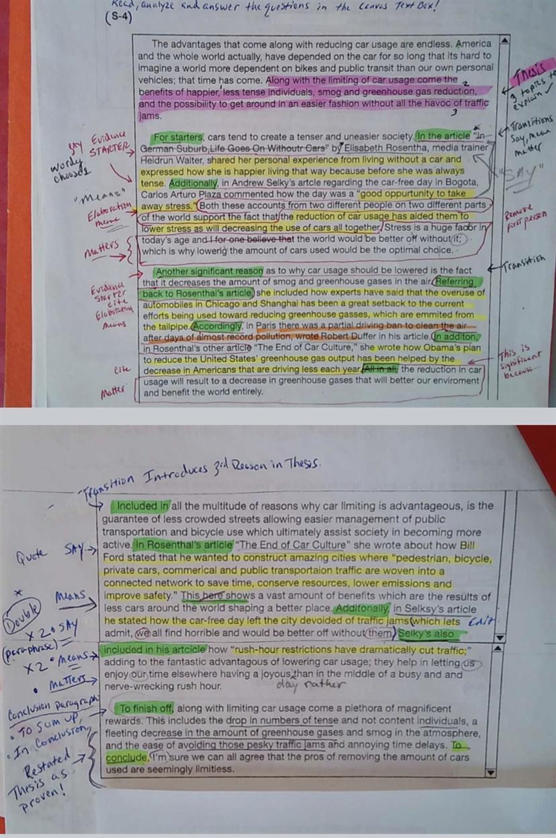 Find in the annotation the “evidence starter” in body paragraph 1 and write it.-example-1