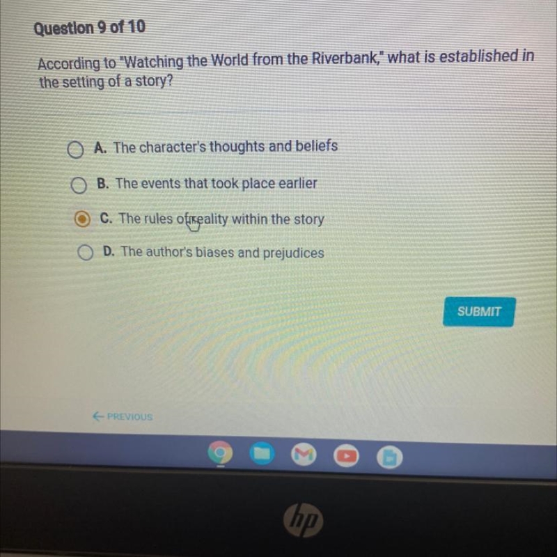 Question 9 of 10 According to "Watching the World from the Riverbank," what-example-1