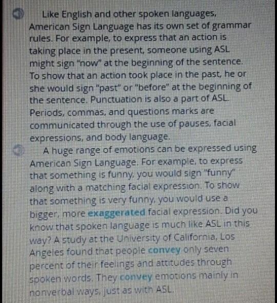 How is punctuation communicated in ASL? A.through symbols made with the fingers. B-example-1