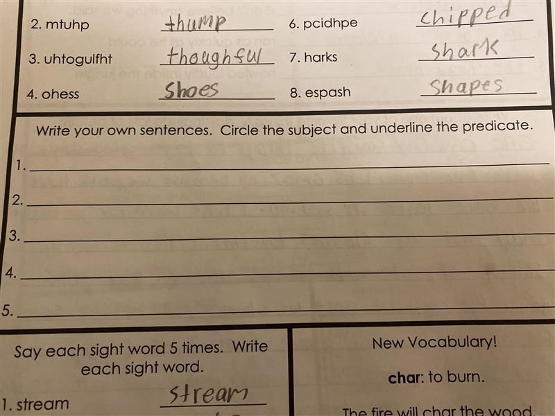 Can some help me with the sentences. And tell me what to circle and what to underline-example-1