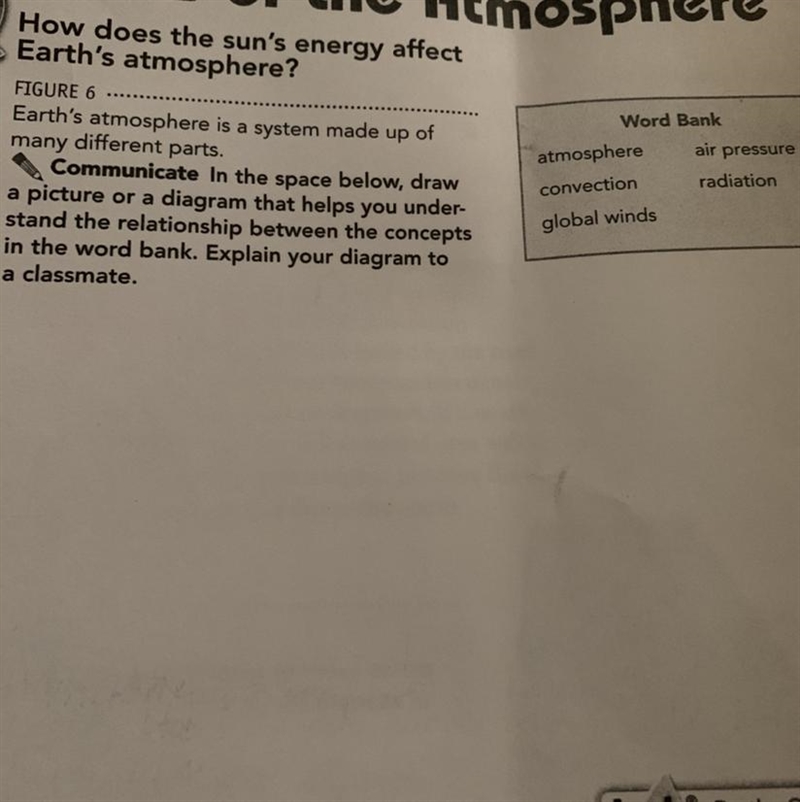 How does the sun's energy affect Earth's atmosphere? FIGURE 6 Earth's atmosphere is-example-1