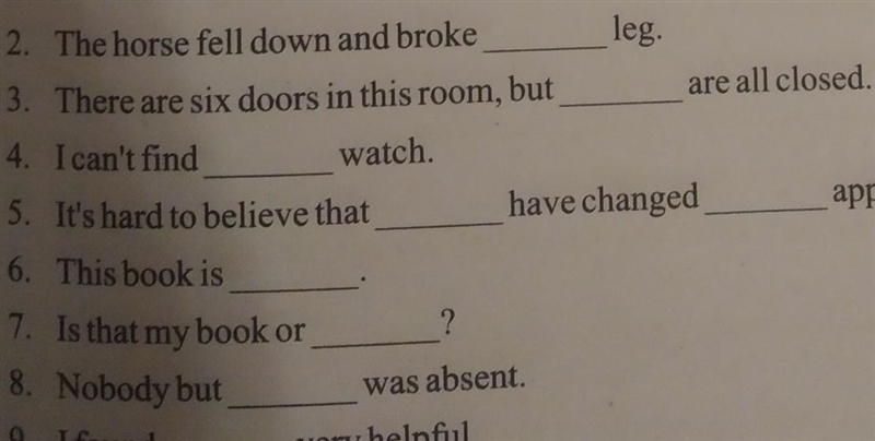 Fill in the blanks with the correct form of pronoun. Please help!!!! ​-example-1