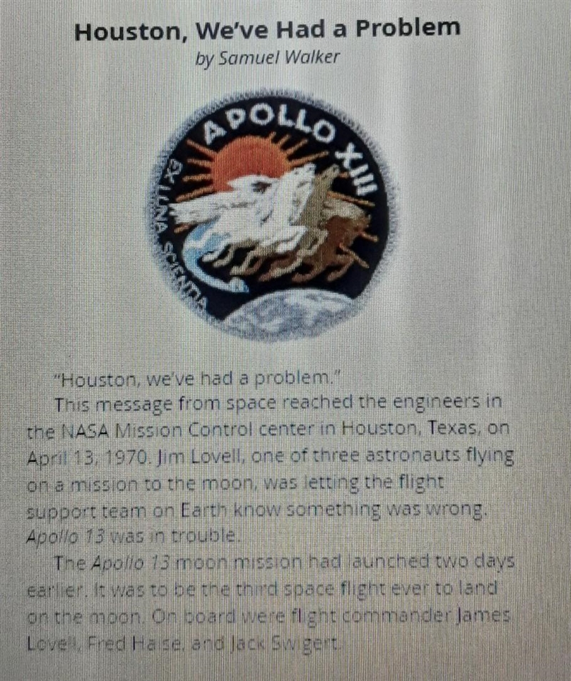 Which is the main idea in this articles. A.mission control is in Houston Texas. B-example-1