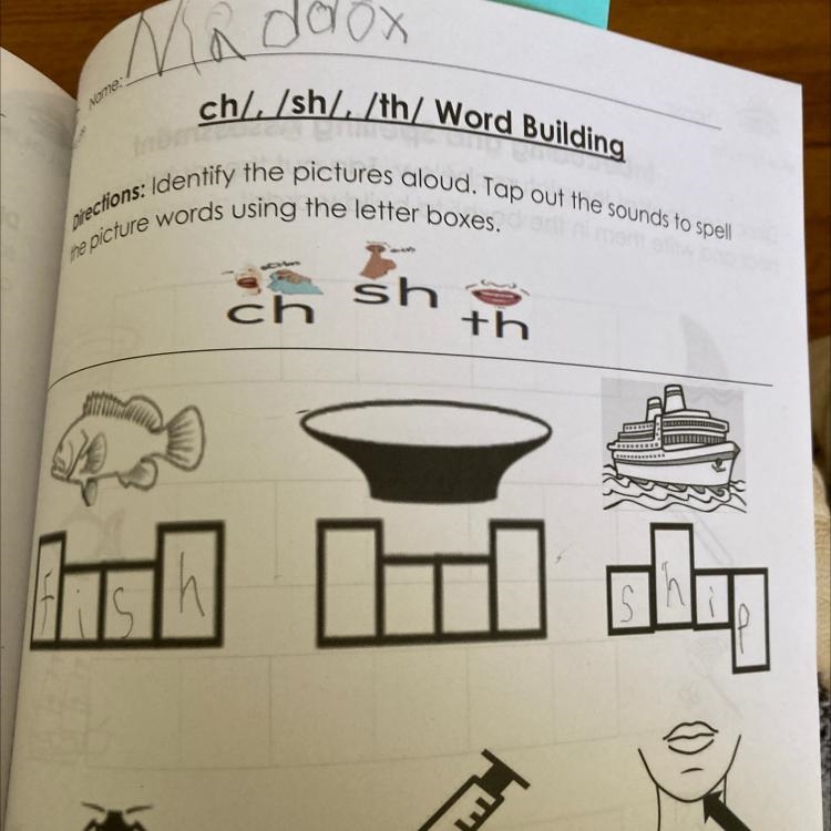 My sisters classwork. Directions: Identify the pictures aloud. Tap out the sounds-example-1