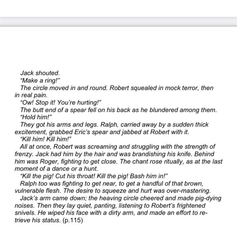 What do you think this passage is showing about the boys? Lord of the flies chapter-example-1