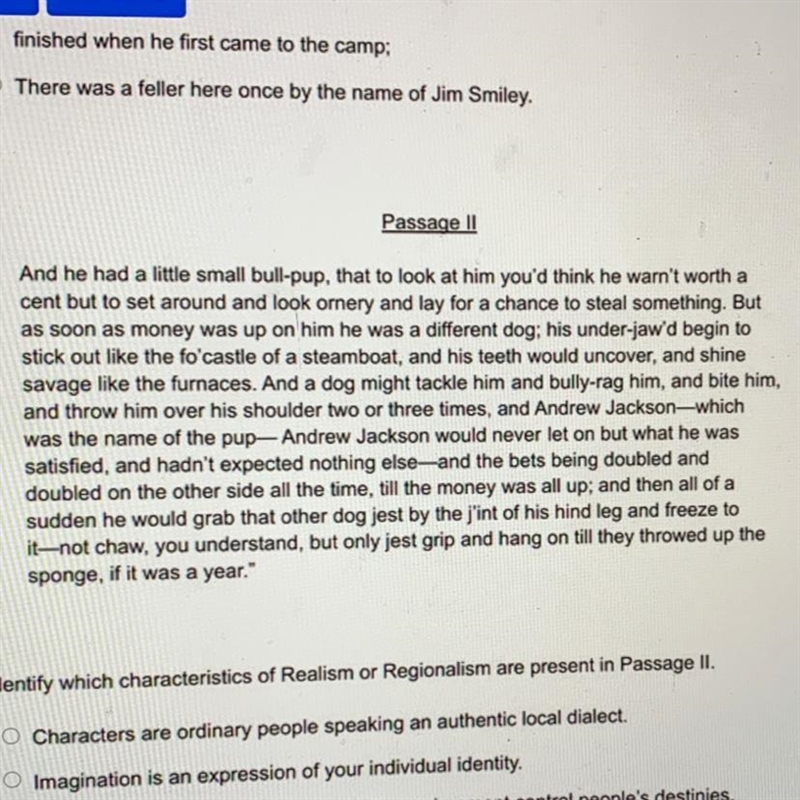 5. Identify which characteristics of realism or regionalism are present in passage-example-1