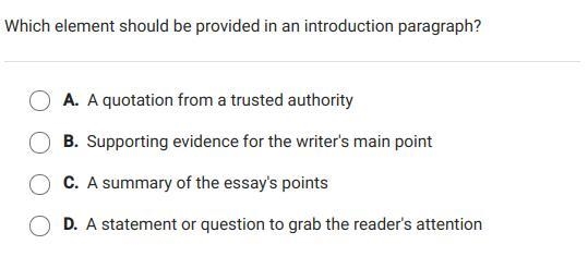 Which element should be provided in an introduction paragraph?-example-1