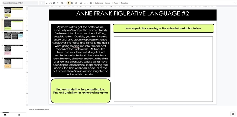 Anne frank figurative Language-example-1