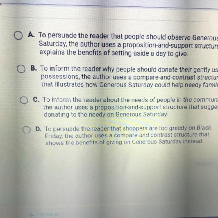 Help.. How does the organizational structure of the passage support the author's purpose-example-1