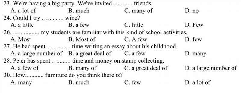 27. He had spent .............. time writing an essay about his childhood. A. a large-example-1