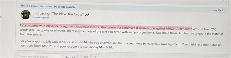 Do you agree with Alexander's argument that mass incarceration allows for continued-example-1