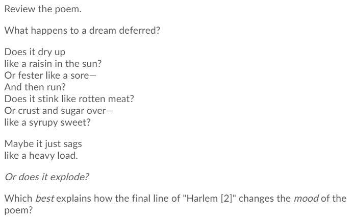 Answer this question (question in screenshot) A) It suggests something happier and-example-1