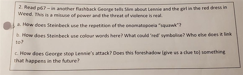 Could someone briefly answer this of mice and men question please? 30 points​-example-1